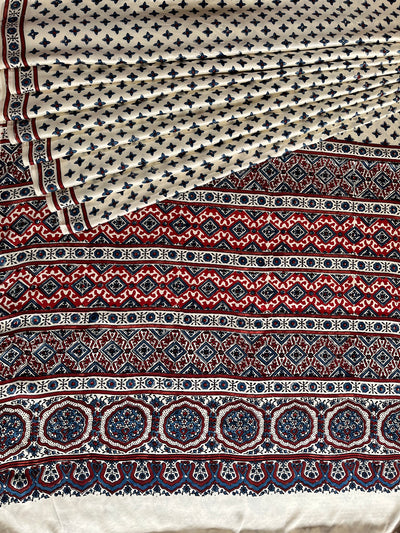 PALAK: HAND BLOCK AJRAKH MODAL SILK SAREE