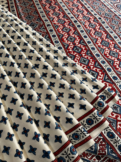 PALAK: HAND BLOCK AJRAKH MODAL SILK SAREE