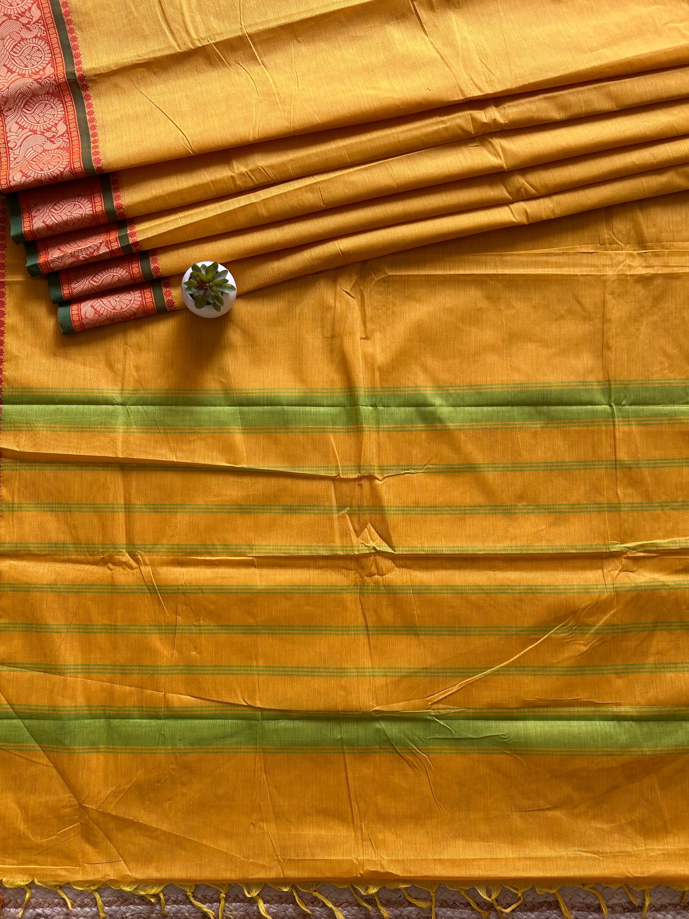 Manjula:KANCHIPURAM PURE COTTON SAREE WITH BODERS.