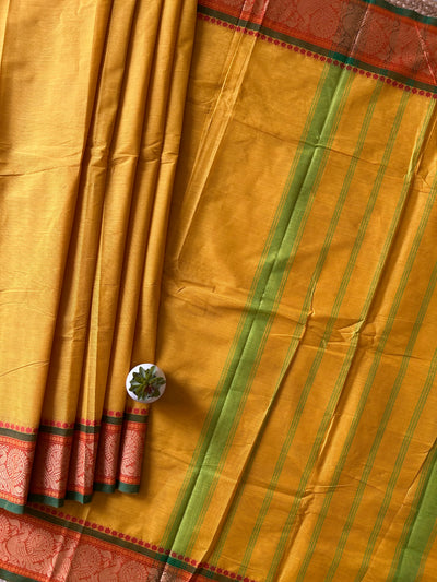 Manjula:KANCHIPURAM PURE COTTON SAREE WITH BODERS.