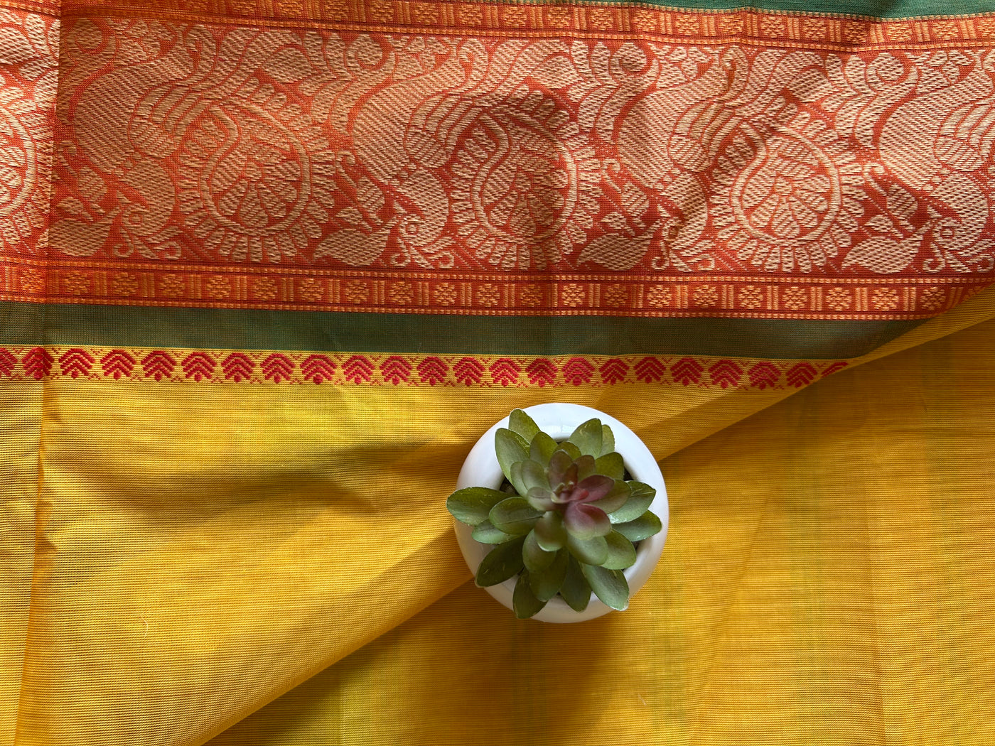 Manjula:KANCHIPURAM PURE COTTON SAREE WITH BODERS.