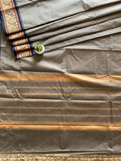 Kiran: KANCHIPURAM PURE COTTON SAREE WITH BODERS.