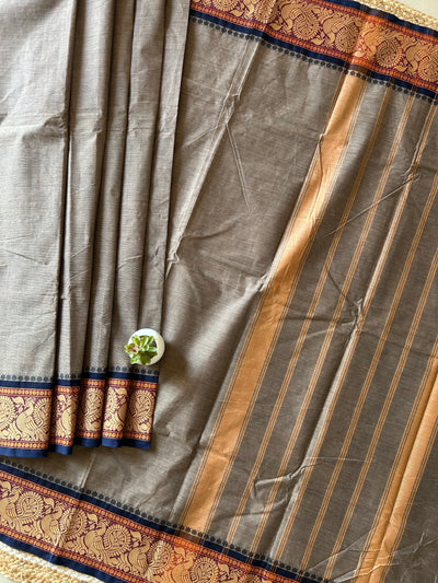 Kiran: KANCHIPURAM PURE COTTON SAREE WITH BODERS.