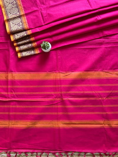 Lalita: KANCHIPURAM PURE COTTON SAREE WITH BODERS.