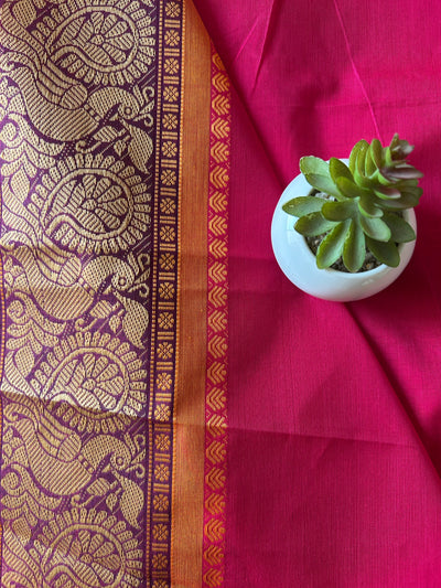 Lalita: KANCHIPURAM PURE COTTON SAREE WITH BODERS.