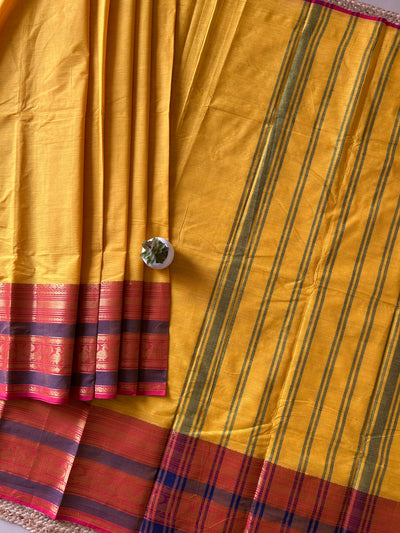 Vijaya: KANCHIPURAM PURE COTTON SAREE WITH BODERS.