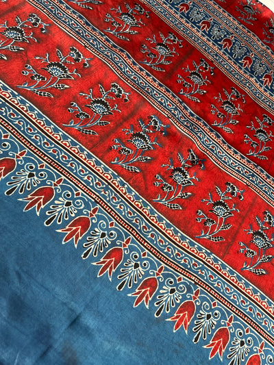 PREETAM: HAND BLOCK AJRAKH MODAL SILK SAREE