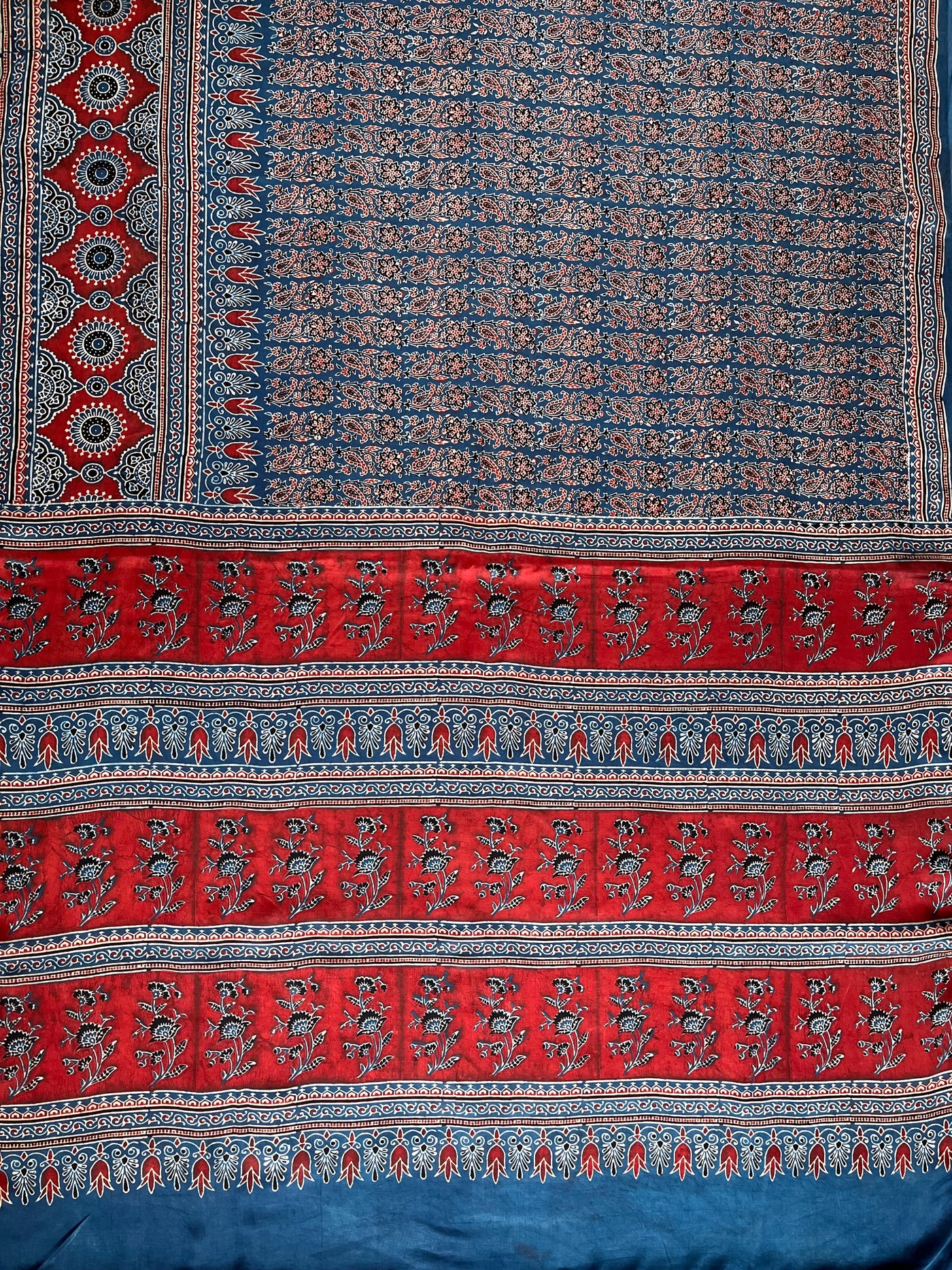 PREETAM: HAND BLOCK AJRAKH MODAL SILK SAREE