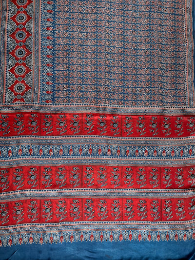 PREETAM: HAND BLOCK AJRAKH MODAL SILK SAREE