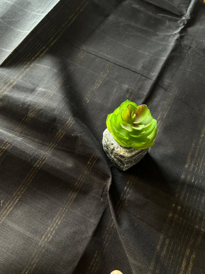 SHUBHRA:BLACK,KANCHIPURAM PURE COTTON SAREE WITH BORDERS