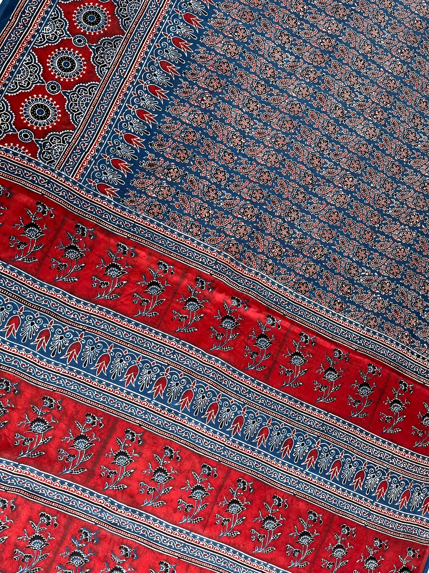 PREETAM: HAND BLOCK AJRAKH MODAL SILK SAREE