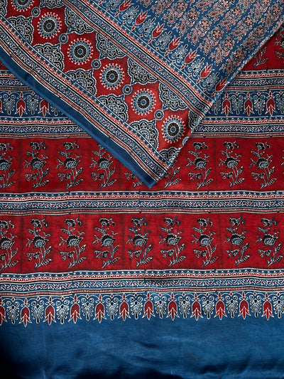 PREETAM: HAND BLOCK AJRAKH MODAL SILK SAREE