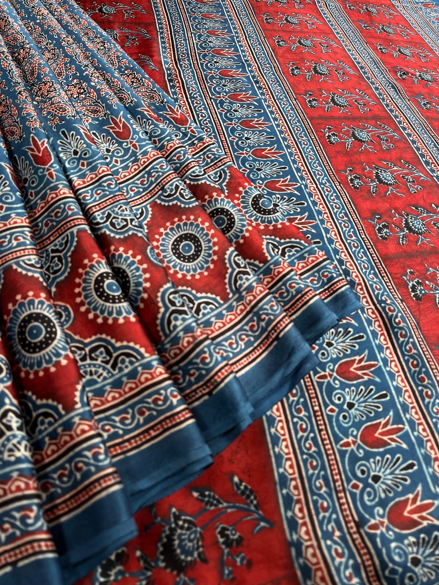 PREETAM: HAND BLOCK AJRAKH MODAL SILK SAREE