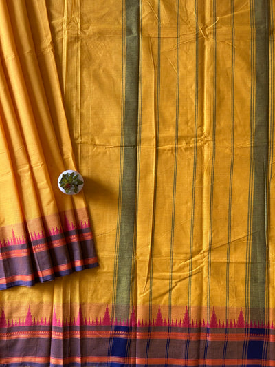 Kumari: KANCHIPURAM PURE COTTON SAREE WITH BODERS.