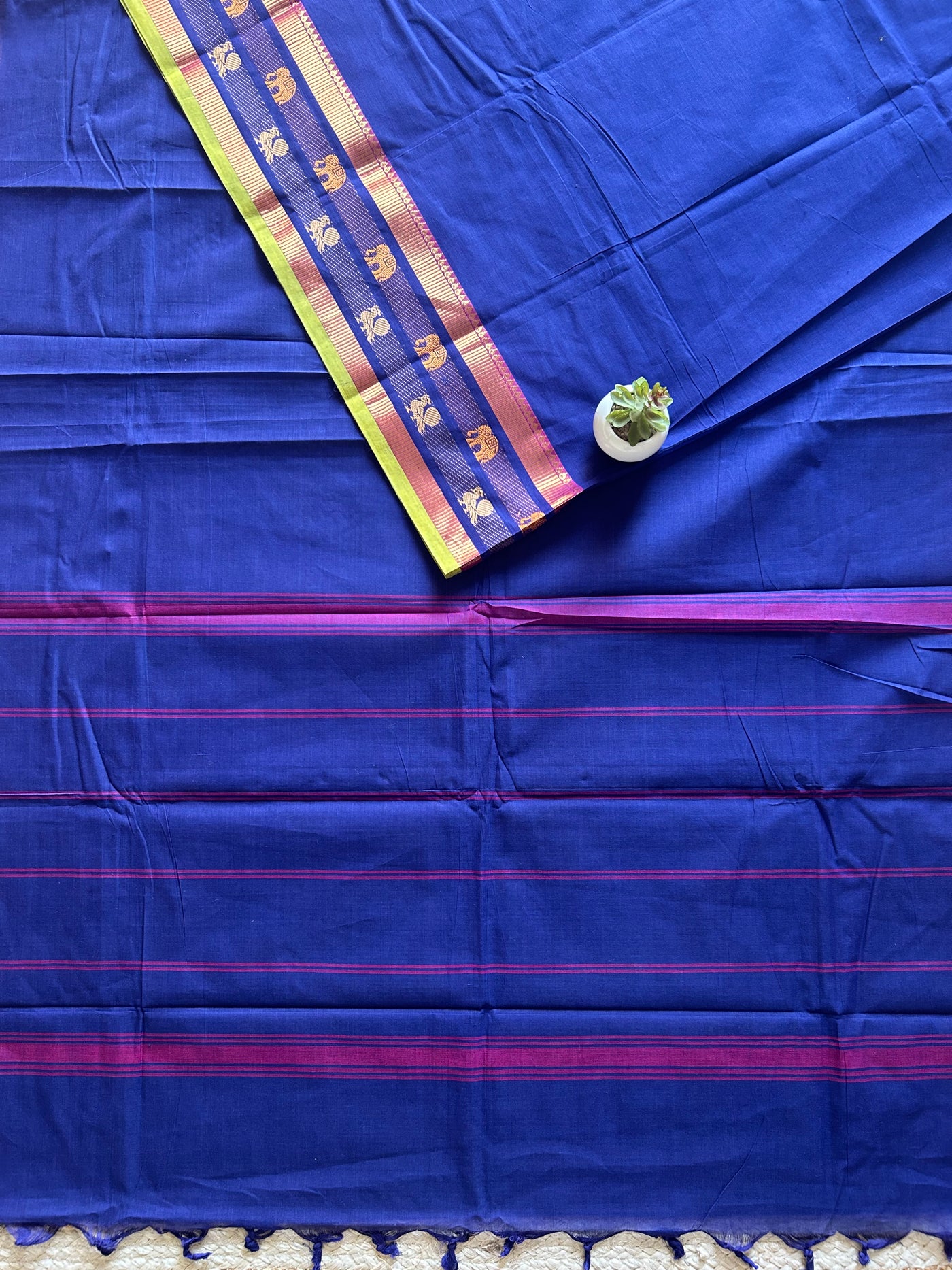 BHOOMIJA: KANCHIPURAM PURE COTTON SAREE WITH BODERS.