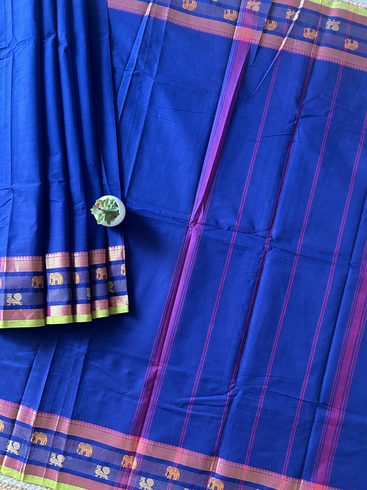 BHOOMIJA: KANCHIPURAM PURE COTTON SAREE WITH BODERS.