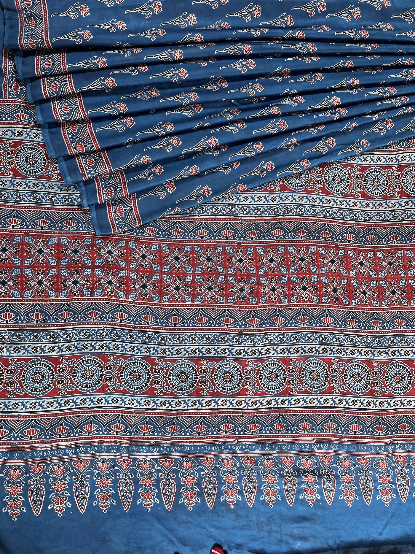 MAANVI: HAND BLOCK AJRAKH MODAL SILK SAREE
