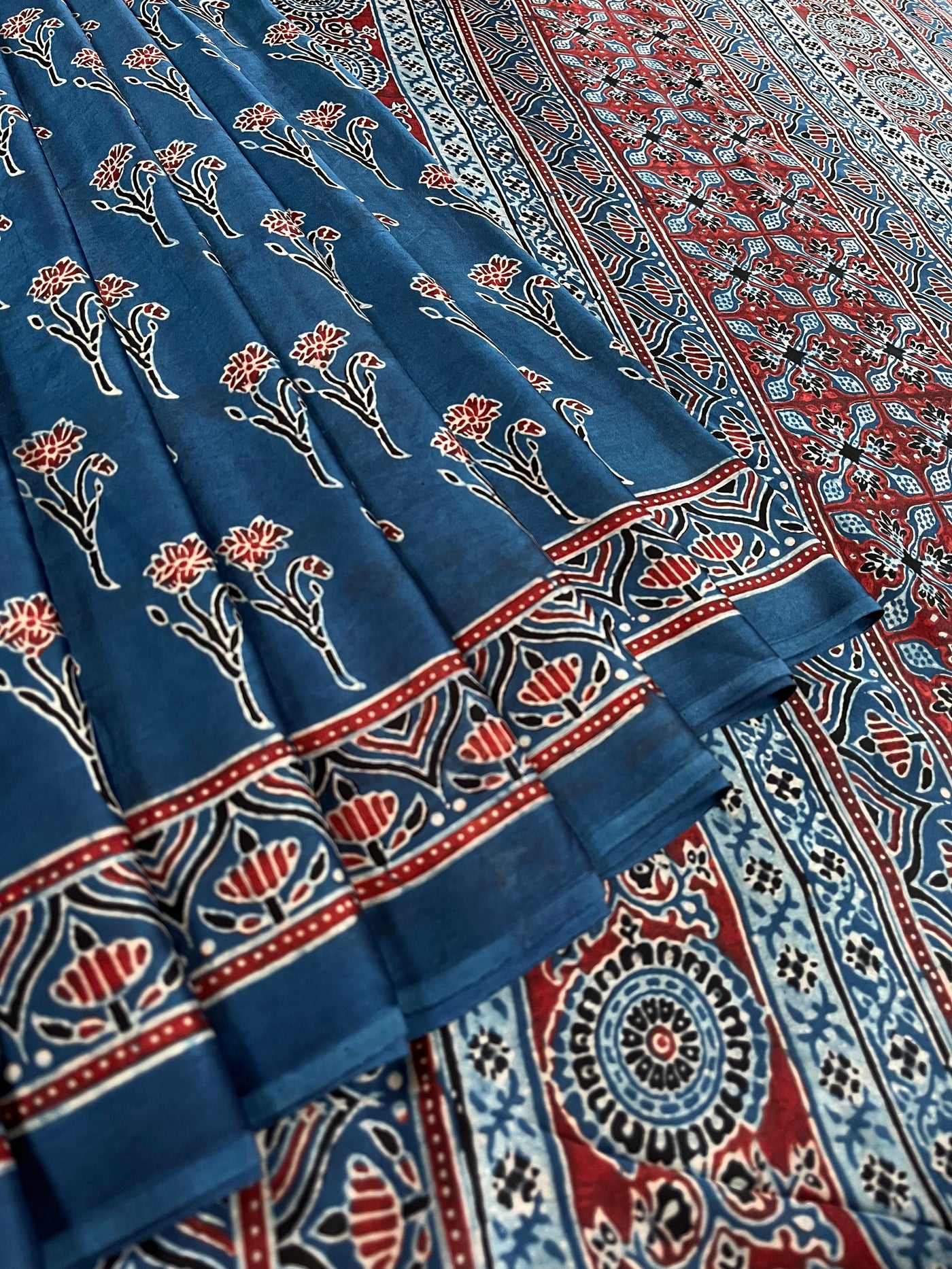 MAANVI: HAND BLOCK AJRAKH MODAL SILK SAREE