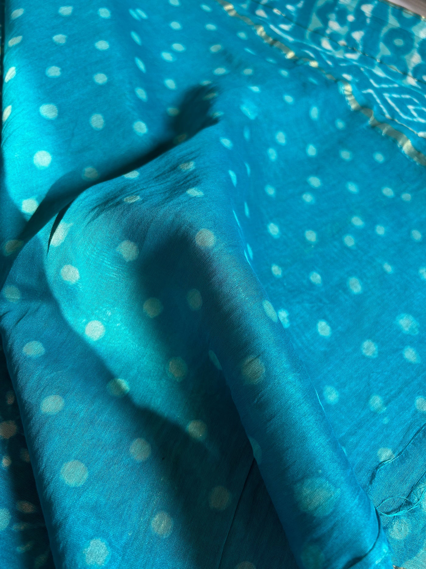 KANGNA : HANDBLOCK BAGRU PRINT CHANDERI SILK-COTT SAREE WITH ZARI BORDER.