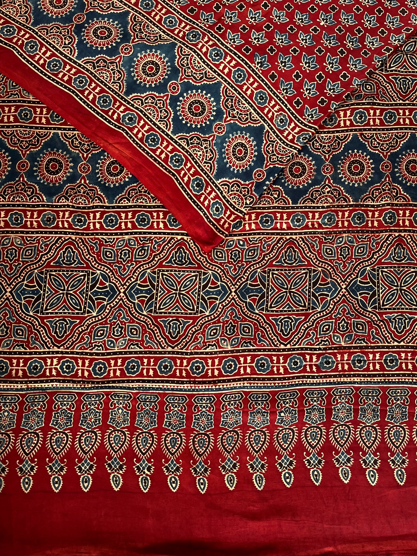 DEEKSHA: HAND BLOCK AJRAKH MODAL SILK SAREE