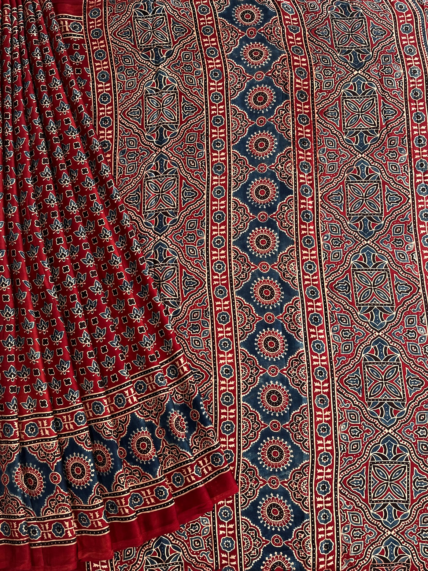 DEEKSHA: HAND BLOCK AJRAKH MODAL SILK SAREE