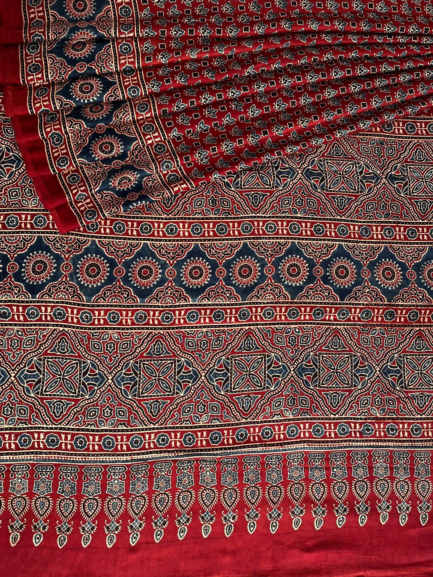DEEKSHA: HAND BLOCK AJRAKH MODAL SILK SAREE