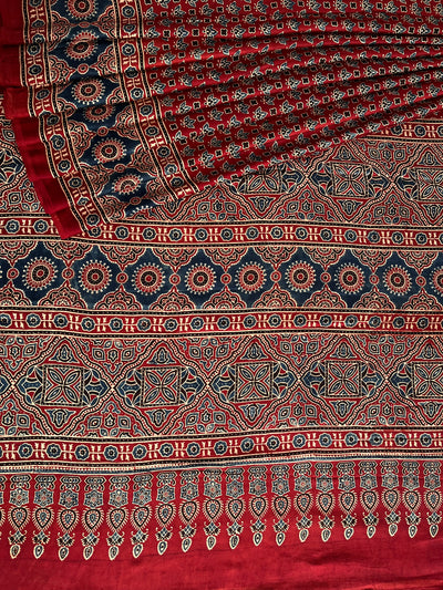 DEEKSHA: HAND BLOCK AJRAKH MODAL SILK SAREE