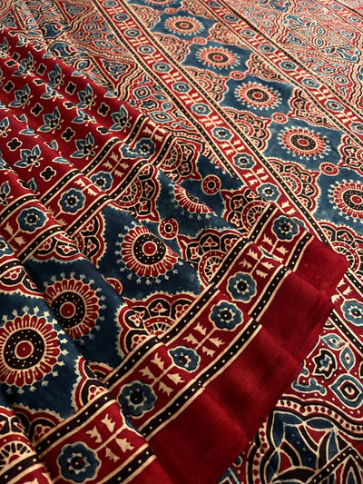 DEEKSHA: HAND BLOCK AJRAKH MODAL SILK SAREE