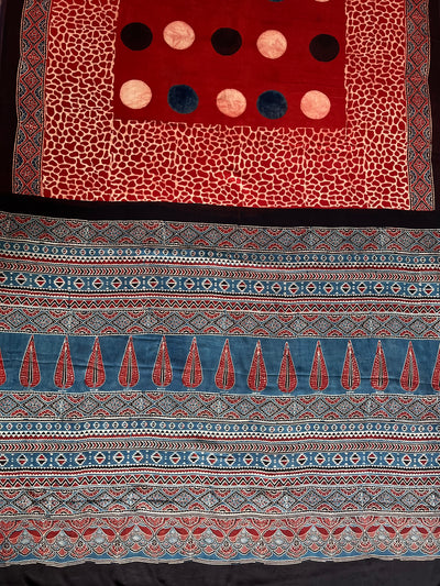 SWAMINI: HAND BLOCK AJRAKH MODAL SILK SAREE