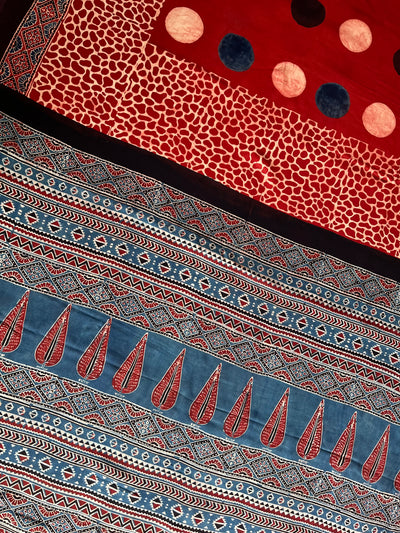 SWAMINI: HAND BLOCK AJRAKH MODAL SILK SAREE