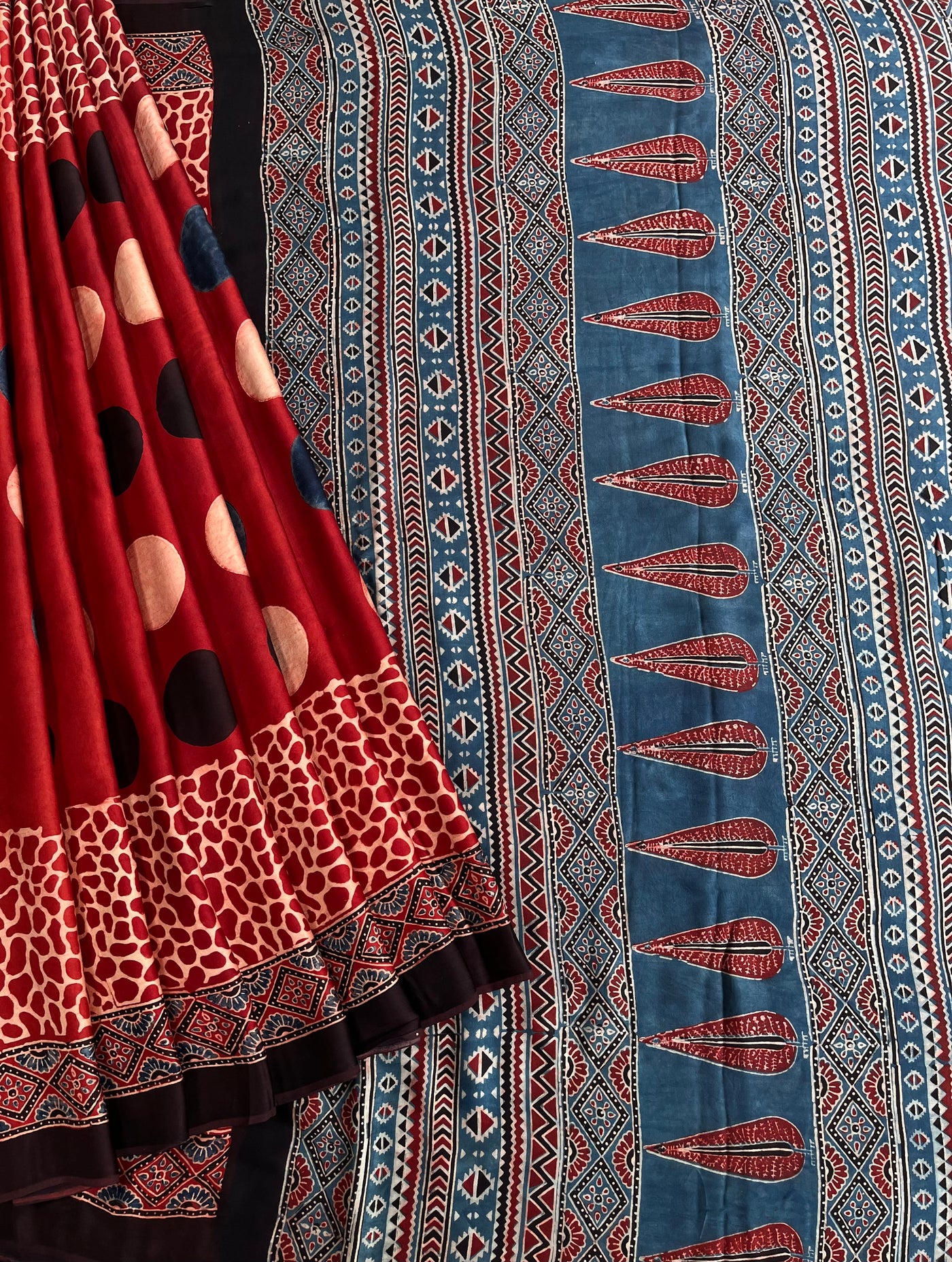 SWAMINI: HAND BLOCK AJRAKH MODAL SILK SAREE