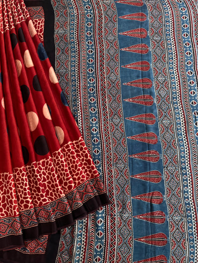 SWAMINI: HAND BLOCK AJRAKH MODAL SILK SAREE