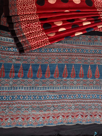 SWAMINI: HAND BLOCK AJRAKH MODAL SILK SAREE