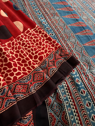 SWAMINI: HAND BLOCK AJRAKH MODAL SILK SAREE