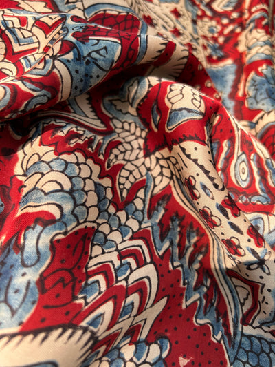 FAGUNI: Handmade Clamp Dyed- Ajrakh Modal Silk Saree