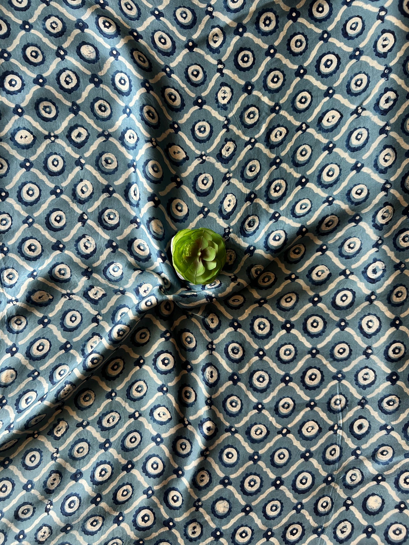 AFSANA:SMOKY SAGE,HANDBLOCK PRINTED BAGRU MODAL SILK SAREE