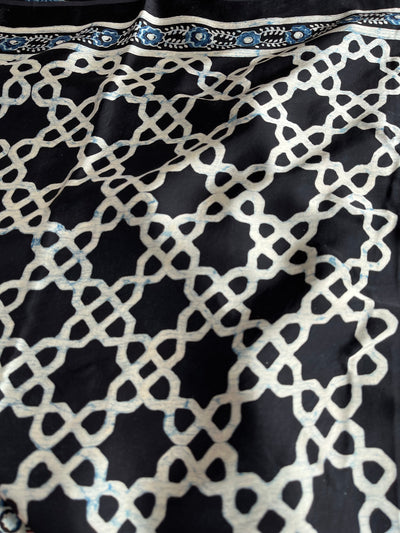 PUSHPSHREE: HAND BLOCK AJRAKH MODAL SILK SAREE