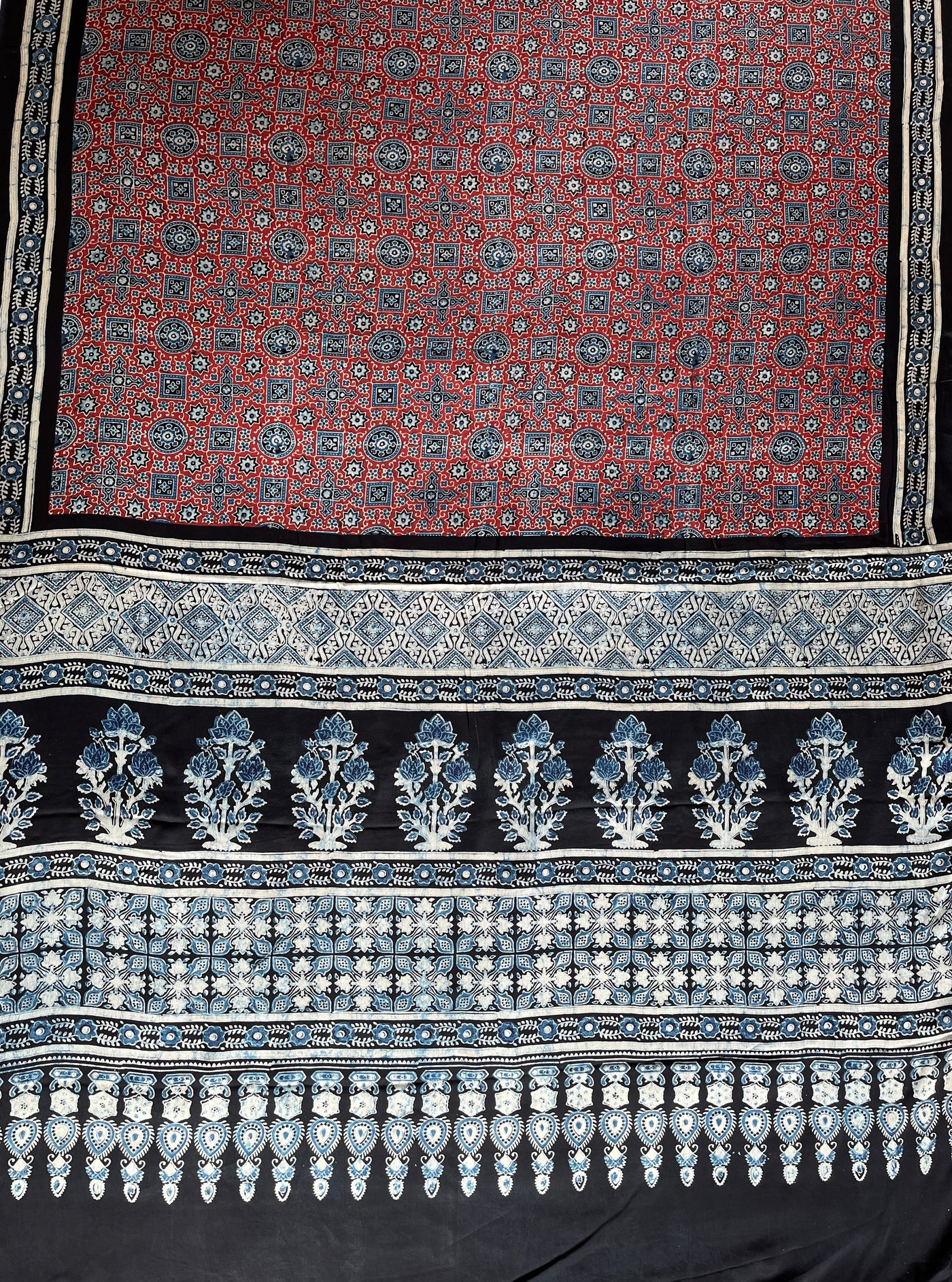 PUSHPSHREE: HAND BLOCK AJRAKH MODAL SILK SAREE
