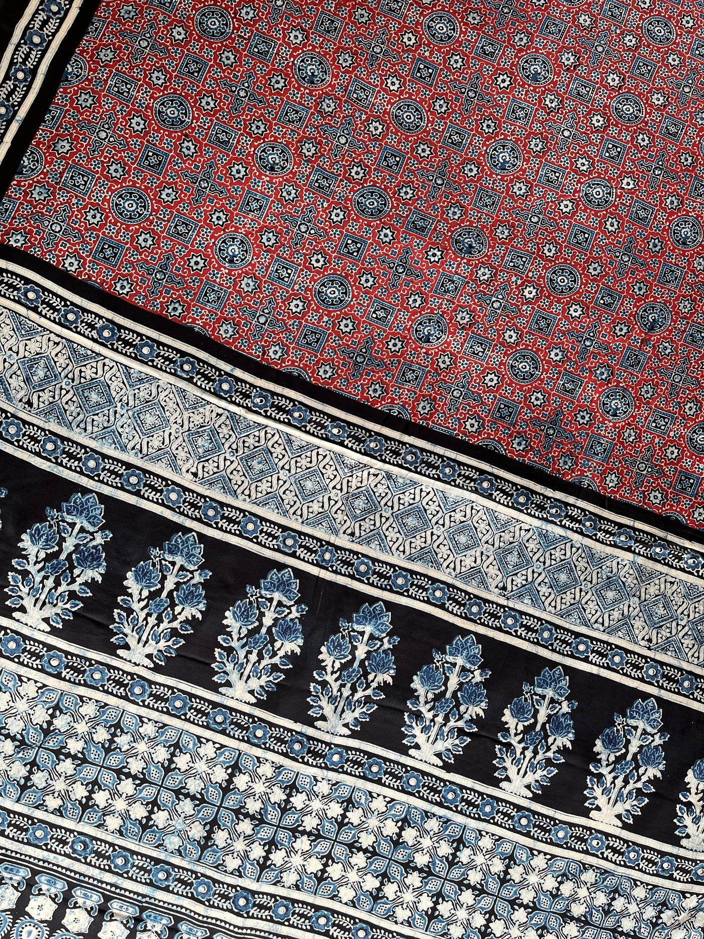 PUSHPSHREE: HAND BLOCK AJRAKH MODAL SILK SAREE