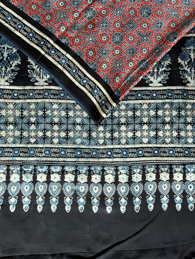 PUSHPSHREE: HAND BLOCK AJRAKH MODAL SILK SAREE