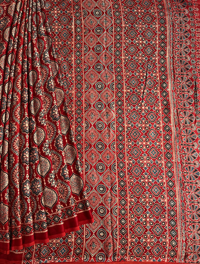 TWARA: HAND BLOCK AJRAKH MODAL SILK SAREE