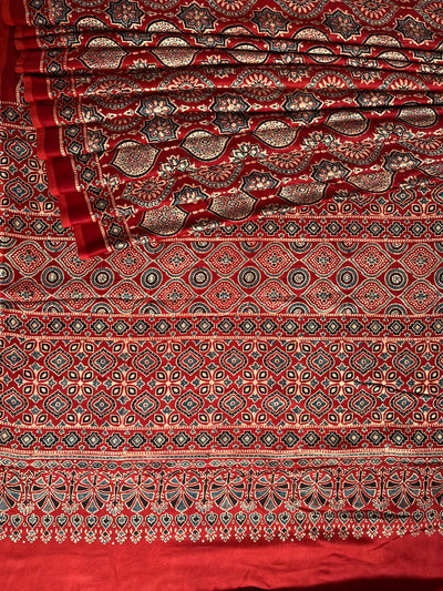 TWARA: HAND BLOCK AJRAKH MODAL SILK SAREE
