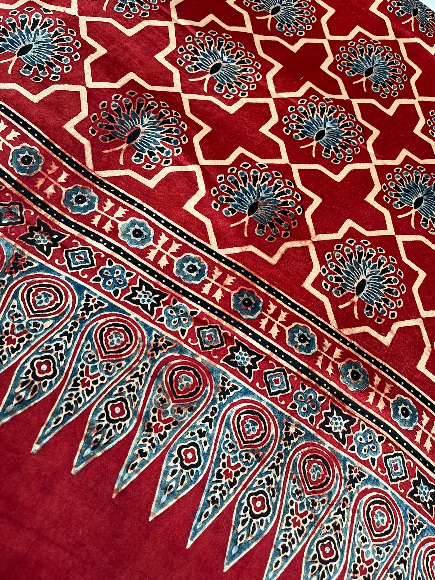 REWA: HAND BLOCK AJRAKH MODAL SILK SAREE