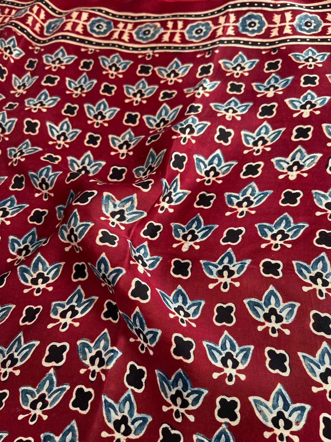 REWA: HAND BLOCK AJRAKH MODAL SILK SAREE