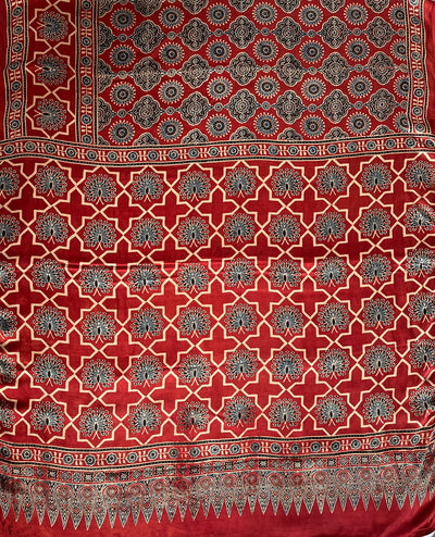 REWA: HAND BLOCK AJRAKH MODAL SILK SAREE