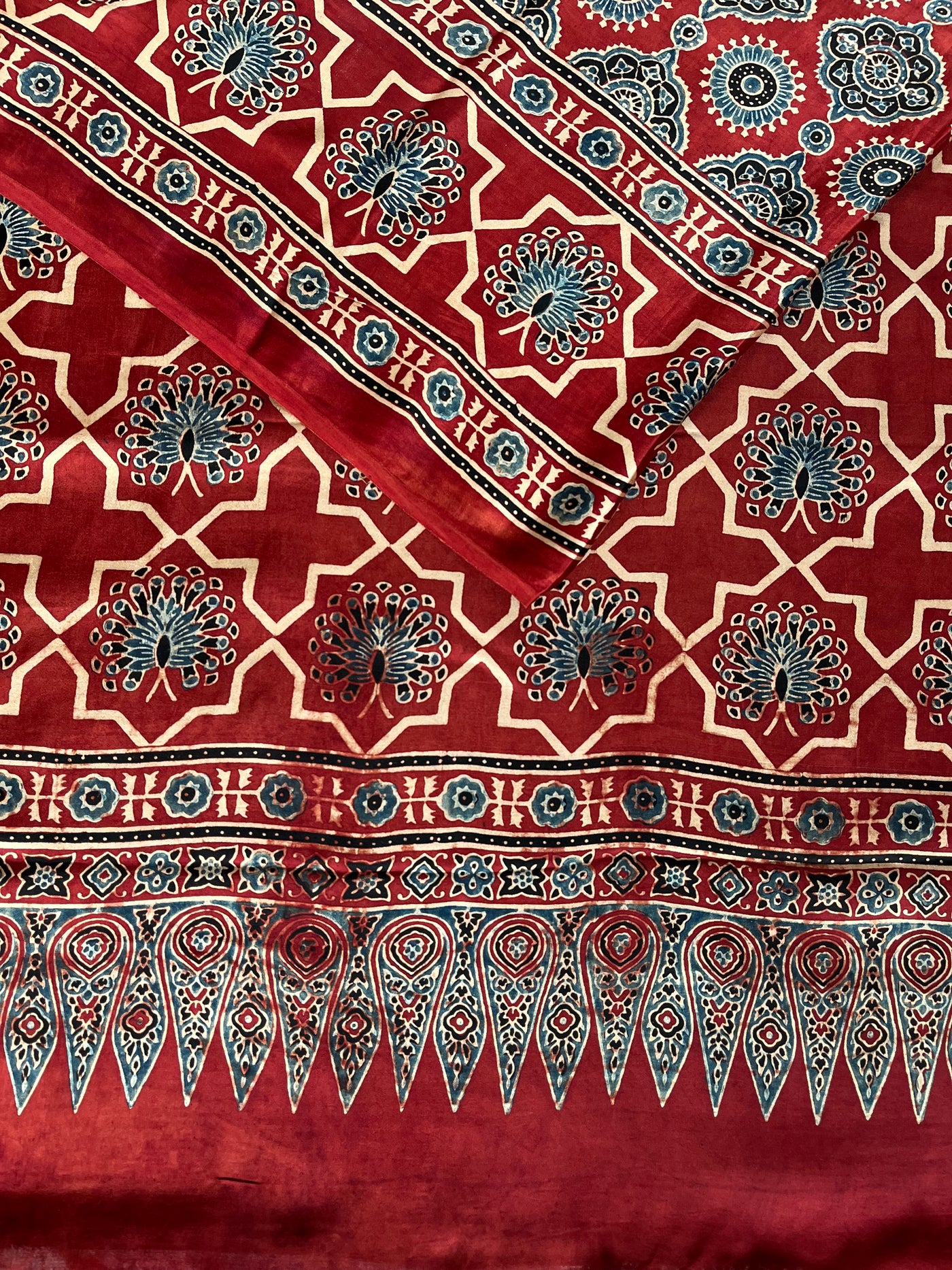 REWA: HAND BLOCK AJRAKH MODAL SILK SAREE