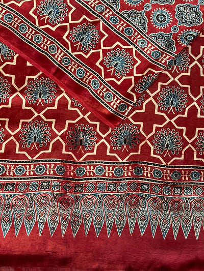 REWA: HAND BLOCK AJRAKH MODAL SILK SAREE