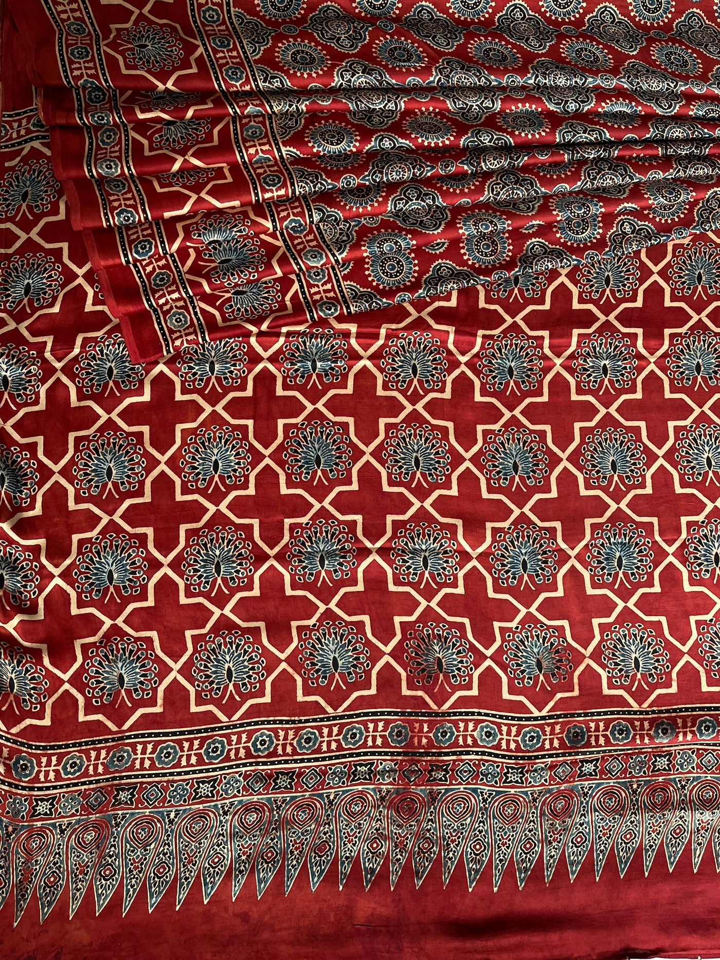 REWA: HAND BLOCK AJRAKH MODAL SILK SAREE