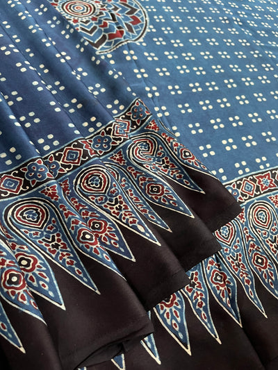 YASHI: HAND BLOCK AJRAKH MODAL SILK SAREE