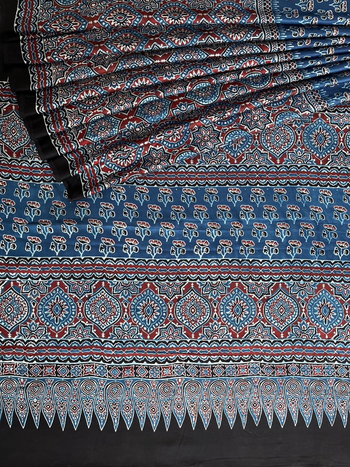 LAVANYA: HAND BLOCK AJRAKH MODAL SILK SAREE